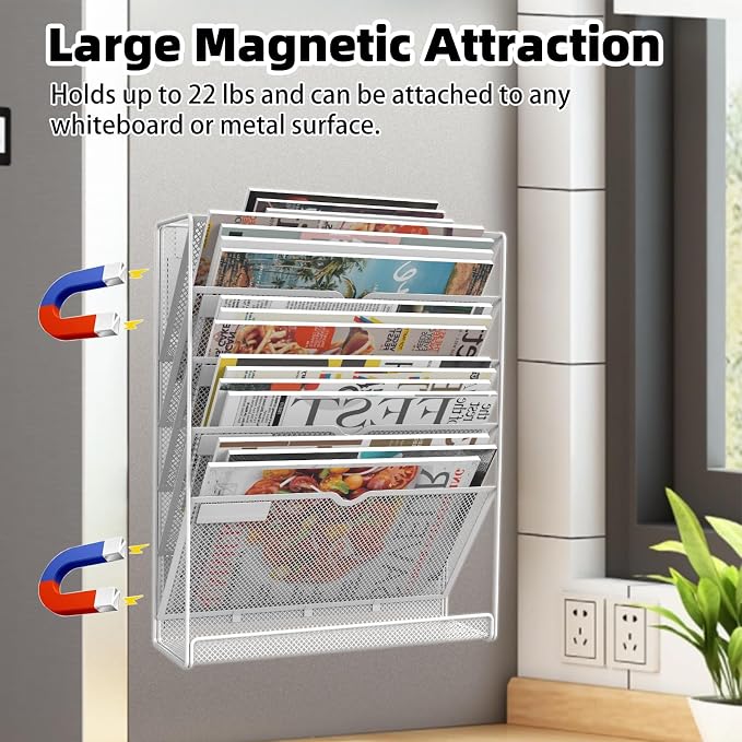 6 Tier Magnetic File Holder, No Drilling Installation File Cabinet Organizer - Image 7