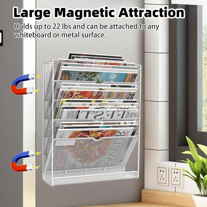 6 Tier Magnetic File Holder, No Drilling Installation File Cabinet Organizer - Image 7