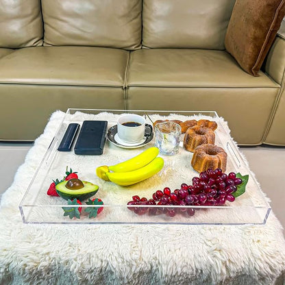 Clear Rectangular 18x20 Inches Acrylic Ottoman Tray Decorative Serving Tray - Image 3