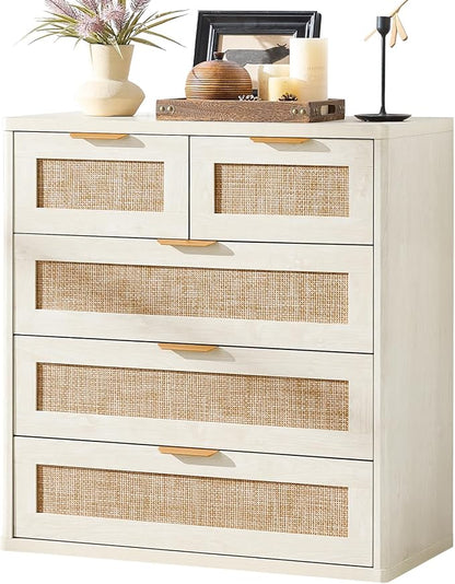 LEYAOYAO White Dresser for Bedroom, 33.5" Tall Chest of Drawers, Modern 5 by LEYAOYAO-Findtheshiningpointofyourideallife%EF%BC%81
