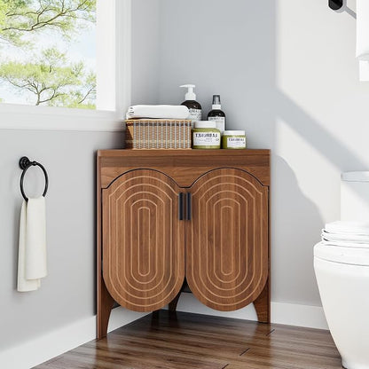 Small Corner Storage Cabinet, Mid Century Modern Floor Corner Cabinet - Image 6