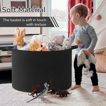 INDRESSME 115L Extra Large Black Blanket Basket, Dog Toy Bin Shoe Baskets Toy - Image 6
