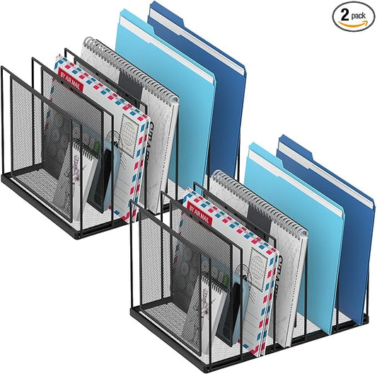 File Organizer for Desk, 5-Section Vertical File Sorter, Paper Holder Organizer by JMHUD