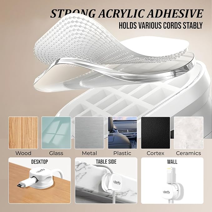 8 Pack Spring Cable Clips, Adhesive Cord Organizer - Image 4