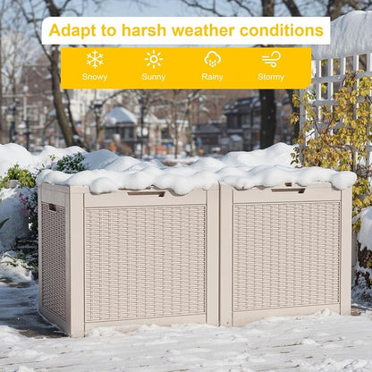 30 Gallon Wicker Pattern Resin Deck Box, Lockable Patio Outdoor Storage Box - Image 6