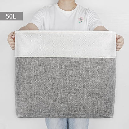 Large Fabric Storage Baskets | 50L Storage Bins, Decorative Linen Closet Baskets - Image 2