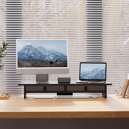 Fenge Monitor Stand with Drawer, 2 Tiers Dual Monitor Riser - Image 8