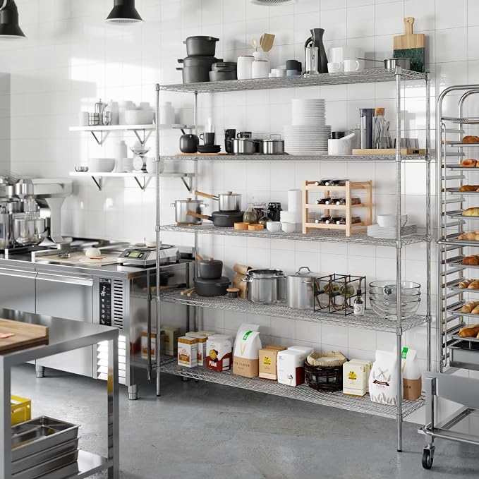 18" Deep x 72" Wide x 86" Height Wire Shelving Kit | 5-Tier | NSF Commercial - Image 7
