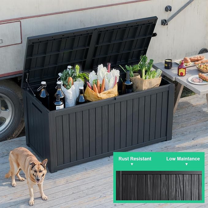 200 Gallon Large Deck Box, Resin Outdoor Storage Box - Image 3