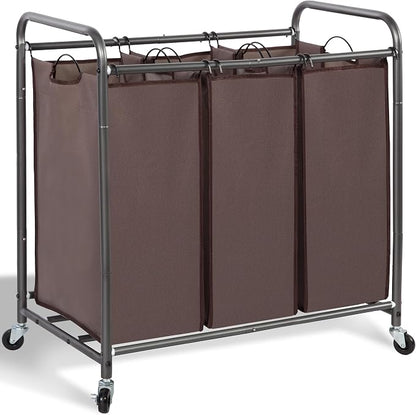 STORAGE MANIAC 3 Section Laundry Sorter, 35.9 Gal Laundry Hamper Cart by STORAGEMANIAC