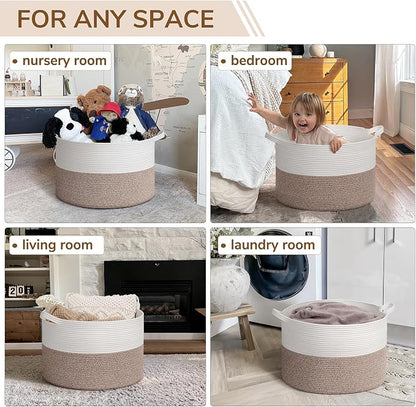 INDRESSME Large Blanket Basket, Laundry Toy Storage Baskets, Decorative Woven - Image 4