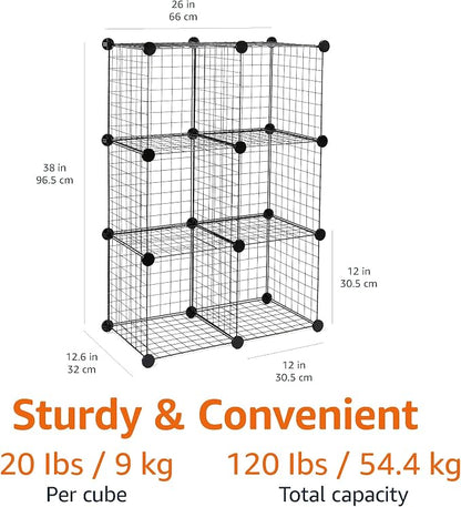 Amazon Basics Cube Wire Grid Stackable Storage Shelves, 12.6"D x 26"W x 38"H - Image 2