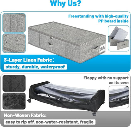 Under Bed Storage Container Bins 2 Pack, 4.5 Inch Slim Low Profile Underbed - Image 8