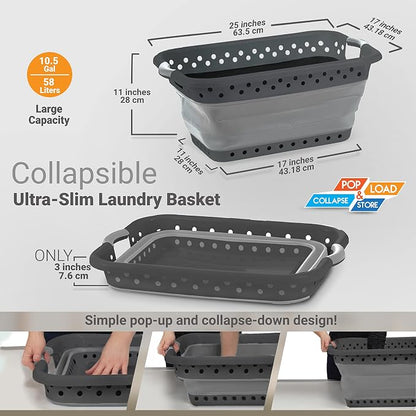 Pop & Load Collapse & Store 1 Large 25" Slim Collapsible Plastic Laundry Basket - Image 6