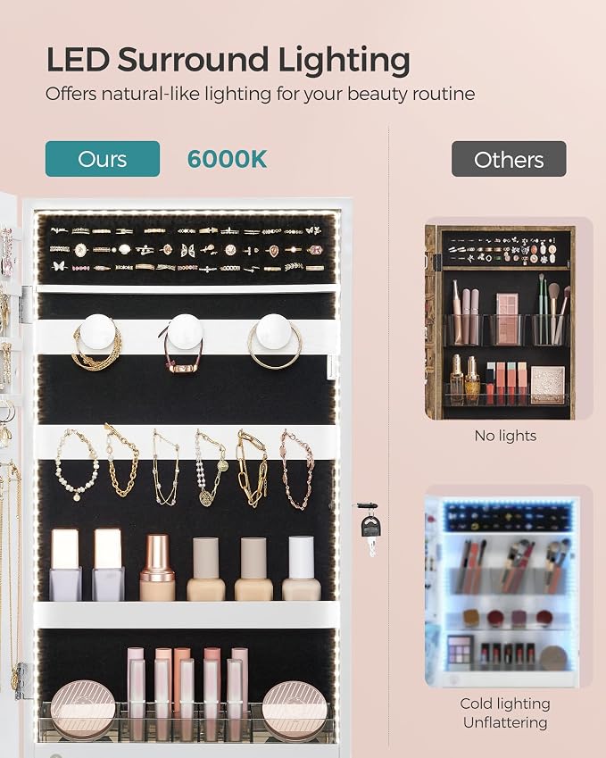 SONGMICS Mirror Jewelry Cabinet Armoire - Image 5