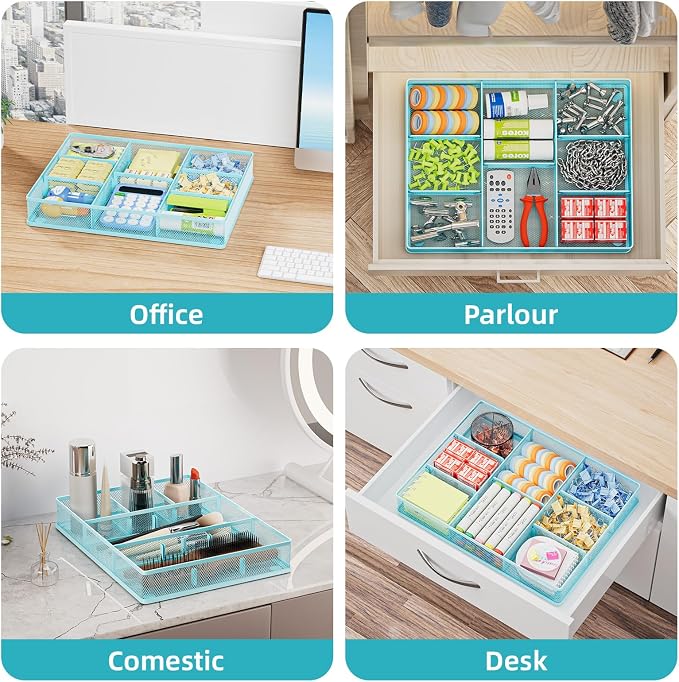 Marbrasse Desk Drawer Organizer, Metal Mesh Drawer Organizer Tray - Image 4