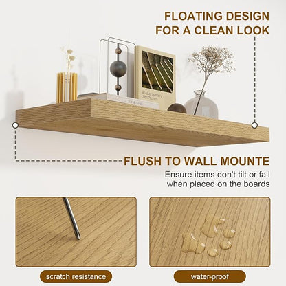 Floating Shelves for Wall, 27.5 Inch Bathroom Shelves Set of 2, Rustic Wood - Image 5