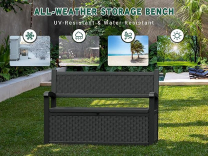 80 Gallon Outdoor Storage Box, Resin Patio Furniture - Image 4