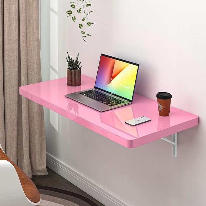 Clikuutory Wall Mounted High Gloss Folding Table, Wall Desk Fold Down by Turnyourhouseintoahome