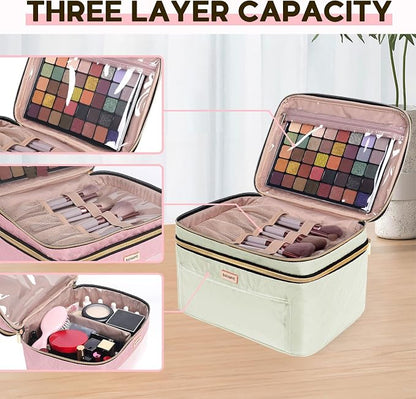 8.8L Double Layer Travel Makeup Bag Women, Large Cosmetic Case, Organizer - Image 4
