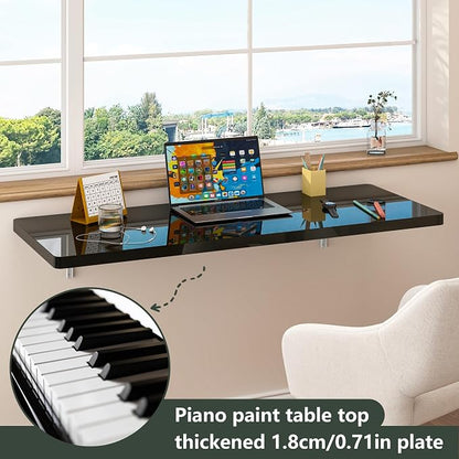 Clikuutory Wall Mounted High Gloss Folding Table, Wall Desk Fold Down - Image 3