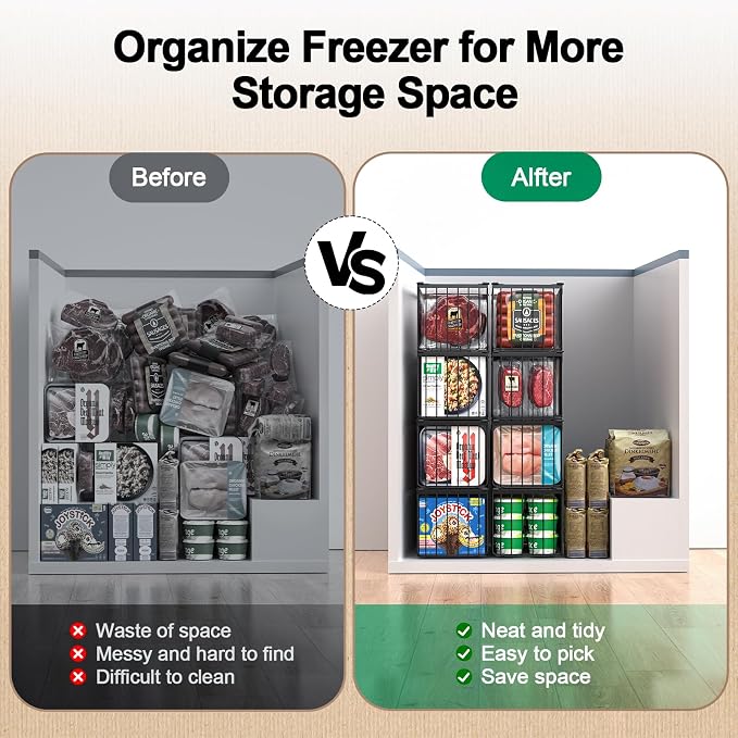 Freezer Organizer Bins, 2 Pack Stackable Deep Chest Freezer Organizer Bins - Image 5