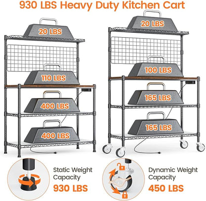 Leteuke Bakers Rack with Power Outlet & Storage, 36 Inch Microwave Stand - Image 7