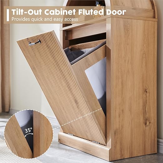 Arched Tilt-Out Trash Can Cabinet, Fluted 10 Gallon Trash Can - Image 5