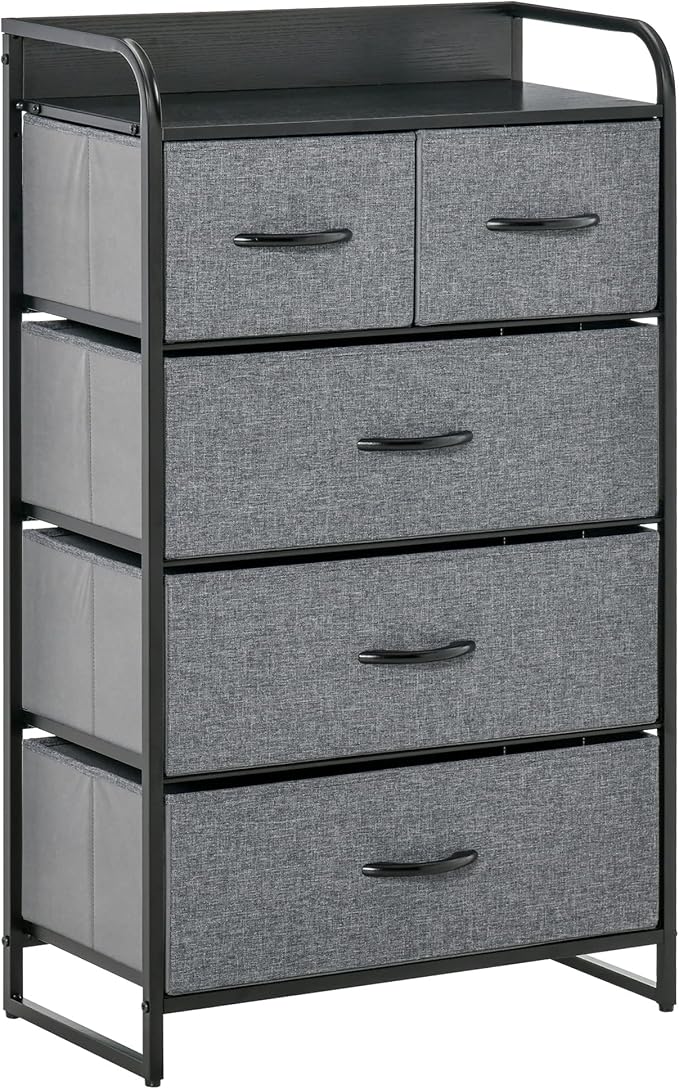 HOMCOM 5-Drawer Fabric Dresser Tower, 4-Tier Storage Organizer by HOMCOM