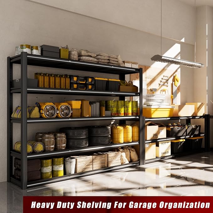 60" W x 72" H x 24" D Garage Shelving Heavy Duty, 5 Tier Adjustable Metal - Image 9