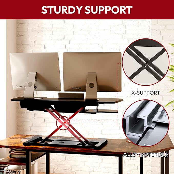 SANODESK 35" Electric Standing Desk Converter, Height Adjustable Riser - Image 5
