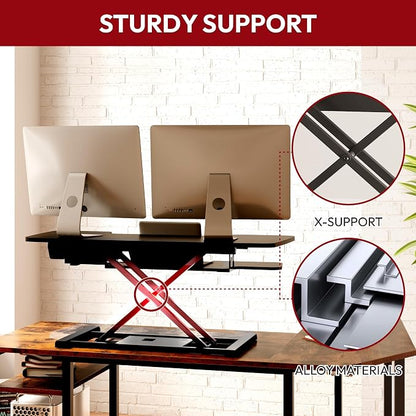 SANODESK 35" Electric Standing Desk Converter, Height Adjustable Riser - Image 5
