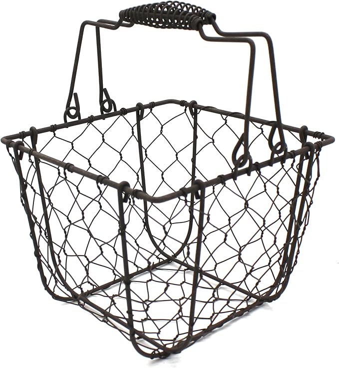 CVHOMEDECO. Square Chicken Wire Egg Basket Fruit Basket by CVHOMEDECO