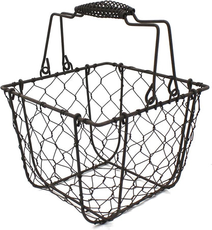 CVHOMEDECO. Square Chicken Wire Egg Basket Fruit Basket by CVHOMEDECO
