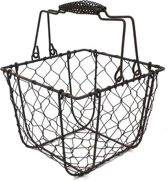 CVHOMEDECO. Square Chicken Wire Egg Basket Fruit Basket by CVHOMEDECO