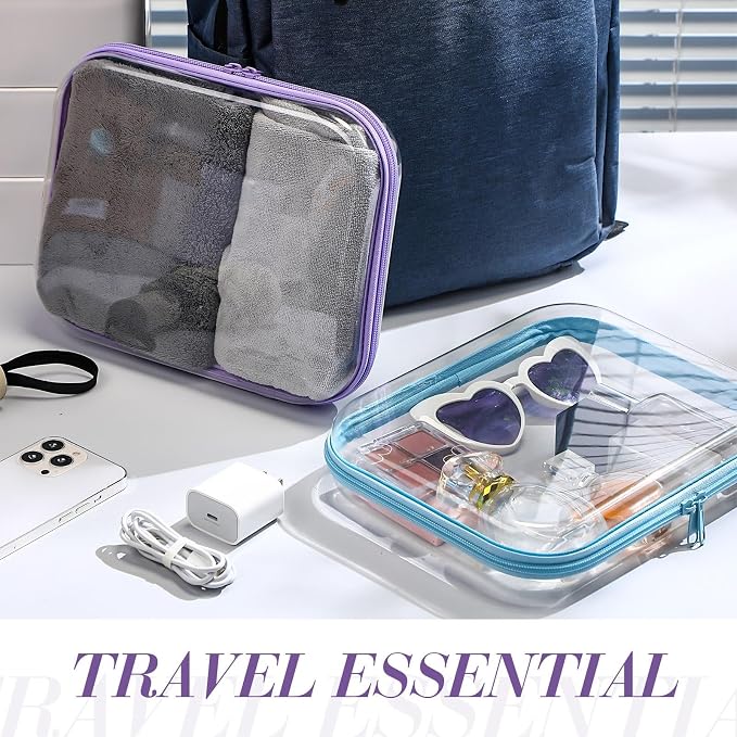 Hoolerry 4 Pcs Hard Clear Zipper Case Makeup Bags Plastic Pencil Pouch - Image 5