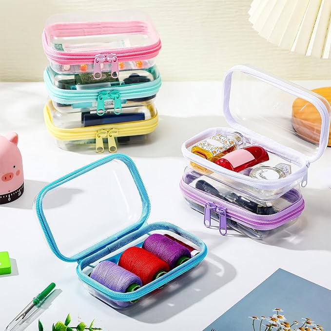 Sanwuta 6 Pcs Clear Hard Zipper Case Hard Plastic Zipper Pouches Transparent - Image 5