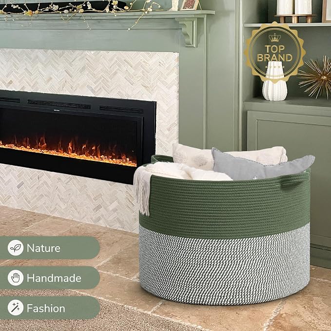 INDRESSME 115L Extra Large Cotton Rope Blanket Basket, Home Decor Laundry - Image 7