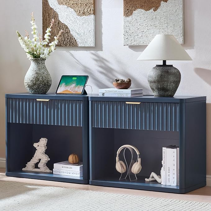 LEYAOYAO 31" Wide Fluted Nightstand Set of 2 by LEYAOYAO-Findtheshiningpointofyourideallife%EF%BC%81