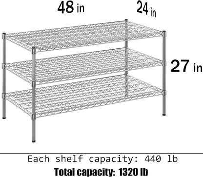 24" Deep x 48" Wide x 27" Height Wire Shelving Kit | 3-Tier | NSF Commercial - Image 3
