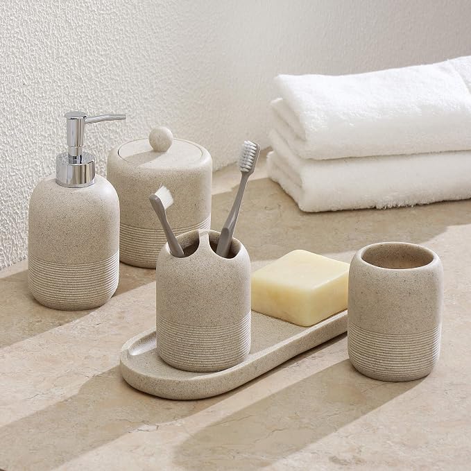 5-Pieces Bathroom Accessory Set Hight Quality Polyresin Ensemble-Lotion by QLDESIGN