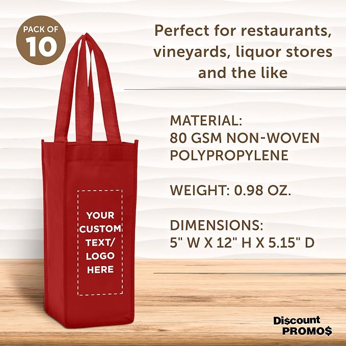 DISCOUNT PROMOS Non-Woven Vineyard Two Bottle Wine Bags - Image 4