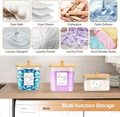3 Pack Plastic Laundry Pods Container & Dryer Sheet Holder, Laundry Room - Image 5