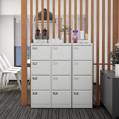 File Cabinets - 4 Drawers Vertical 17.8" Deep Lockable Filing Cabinet - White - Image 2