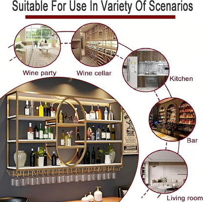 47.2IN Large Wall Mount Wine Rack, Metal 4 Tier Hanging Bottle Holder - Image 7