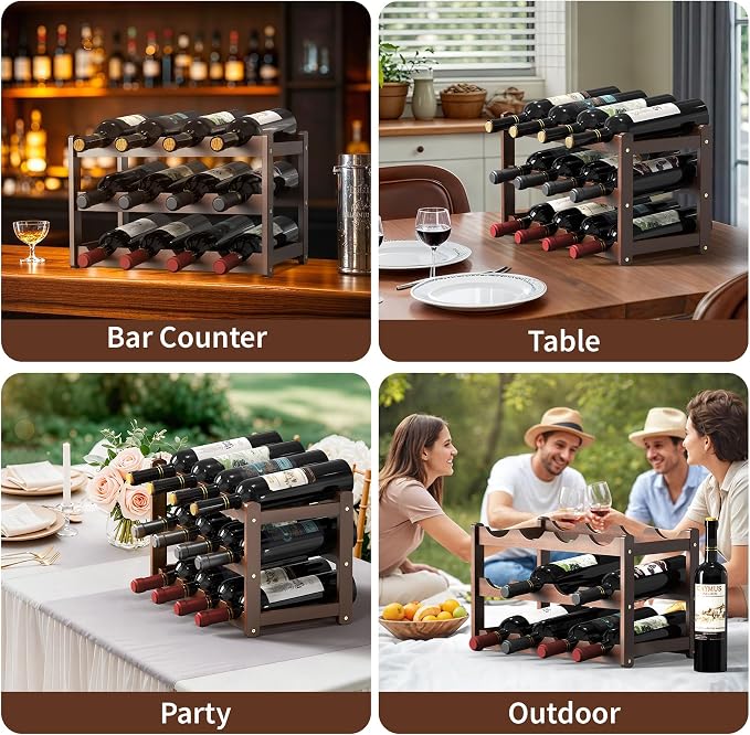 Wine Rack, Bamboo Wine Racks Countertop, Sturdy Wine Rack - Image 6