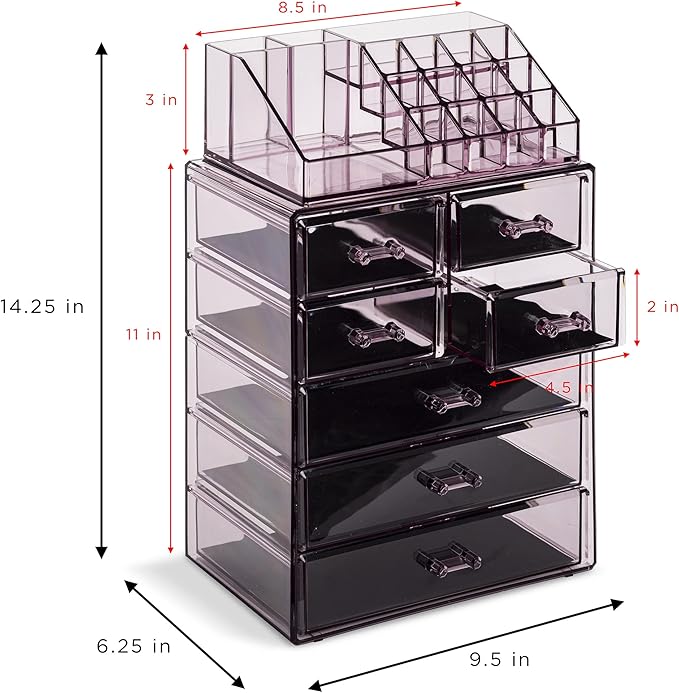 Sorbus Clear Cosmetic Makeup Organizer - Image 4