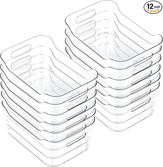 12 Pack Clear Plastic Storage Bins, Acrylic Organizer and Containers by CiWiVOKi