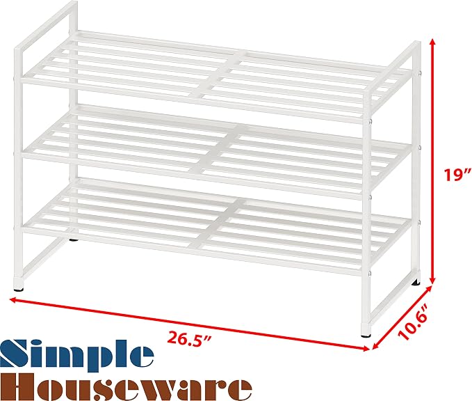 Simple Houseware 3-Tier Stackable Metal Panel Shoes Rack - Image 3
