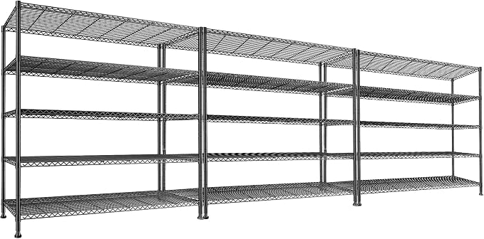 REIBII 45.8''W Steel Wire Shelving Unit, 5 Tier Adjustable Metal Storage Shelves by REIBII